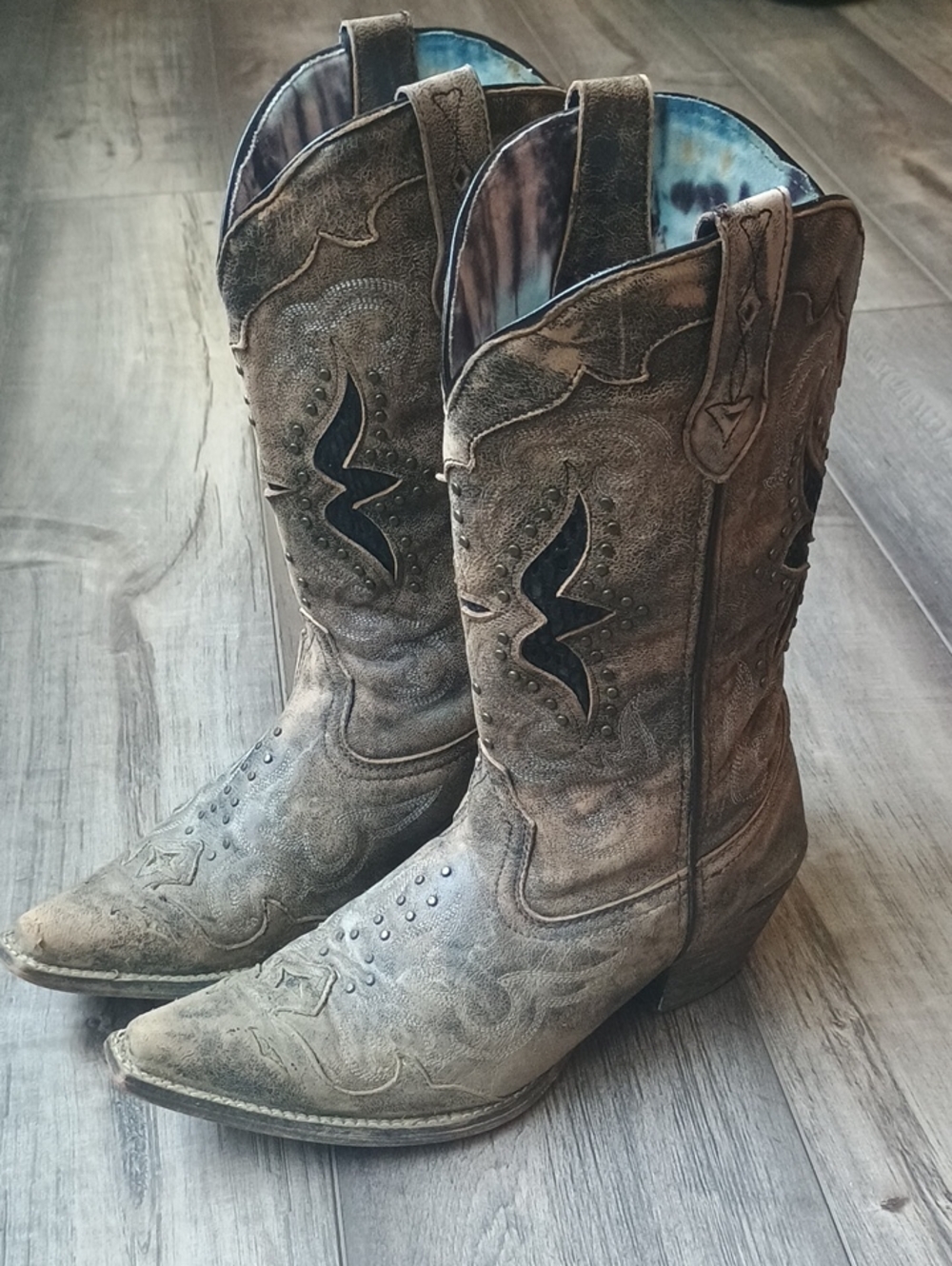 Laredo Brown Distressed Western Heeled Cowboy Boots